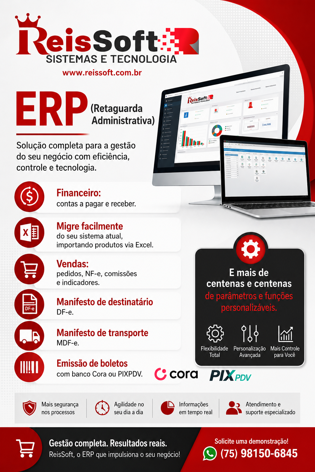 Tela da retaguarda administrativa do ReisSoft ERP